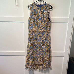 Julia Jordan Floral Midi Dress - Blue and Yellow